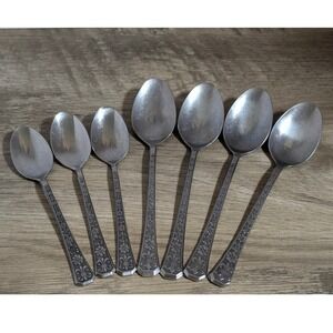 7pc Interpur Florenz 8 Petal Floral Stainless Steel Korea Spoon Set Fleur De Lis